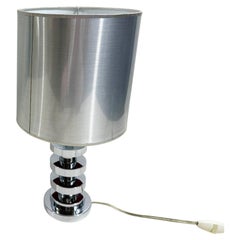 Italian Mid-Century Space Age Chrome and Red Stacked Ring Table Lamp, 1970s