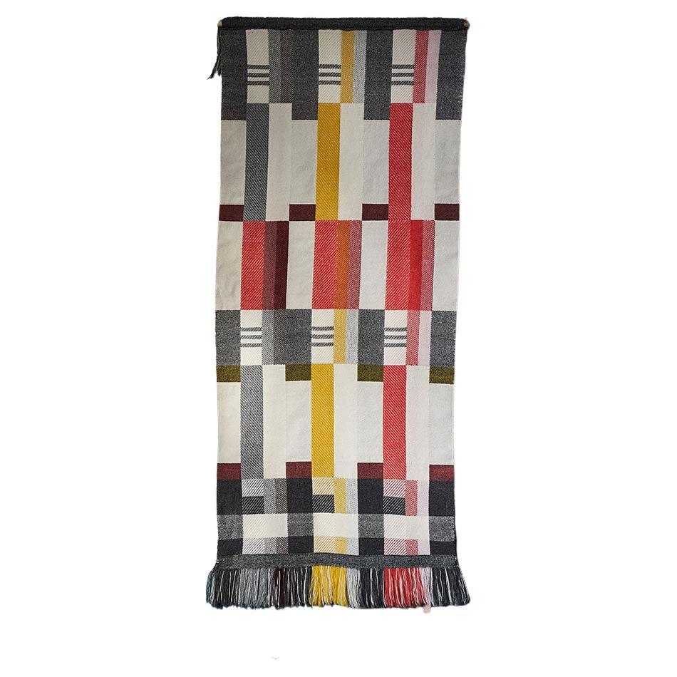 Handwoven 'Altitude Cent' Reversible Art Deco Bauhaus Merino Wool Wall Hanging For Sale