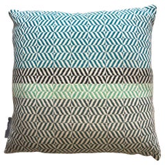 Handwoven Block Geometric Merino Wool Cushion Pillow Kingfisher, Mint, Green