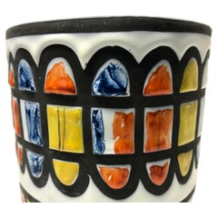 Roger Capron for Vallauris, Signed 1950 Ceramic Geometric Cachepot