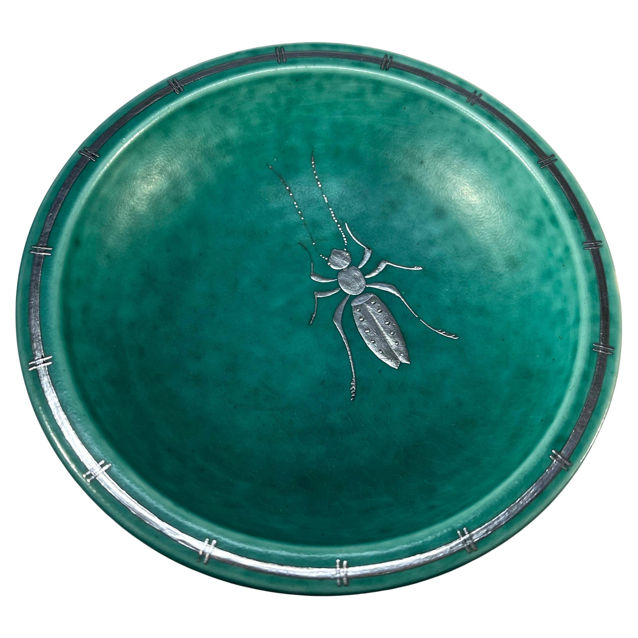 Plat à scarabées exotiques de collection Wilhelm Kage, ARGENTA, Gustavsberg, Suède c1943
