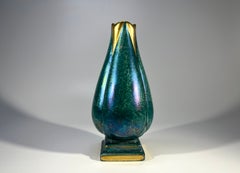 Josef Ekberg For Gustavsberg Of Sweden, Tulip Shaped Gilded Lustre Bud Vase