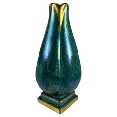 Josef Ekberg For Gustavsberg Of Sweden, Tulip Shaped Gilded Lustre Bud Vase