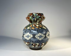 Handsome Jean Gerbino, Vallauris, Francia, jarrón de cerámica esmaltada con forma de mosaico, 1960