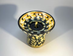 Bougeoir français en céramique peint à la main par Paul Yvain, Keraluc, Quimper