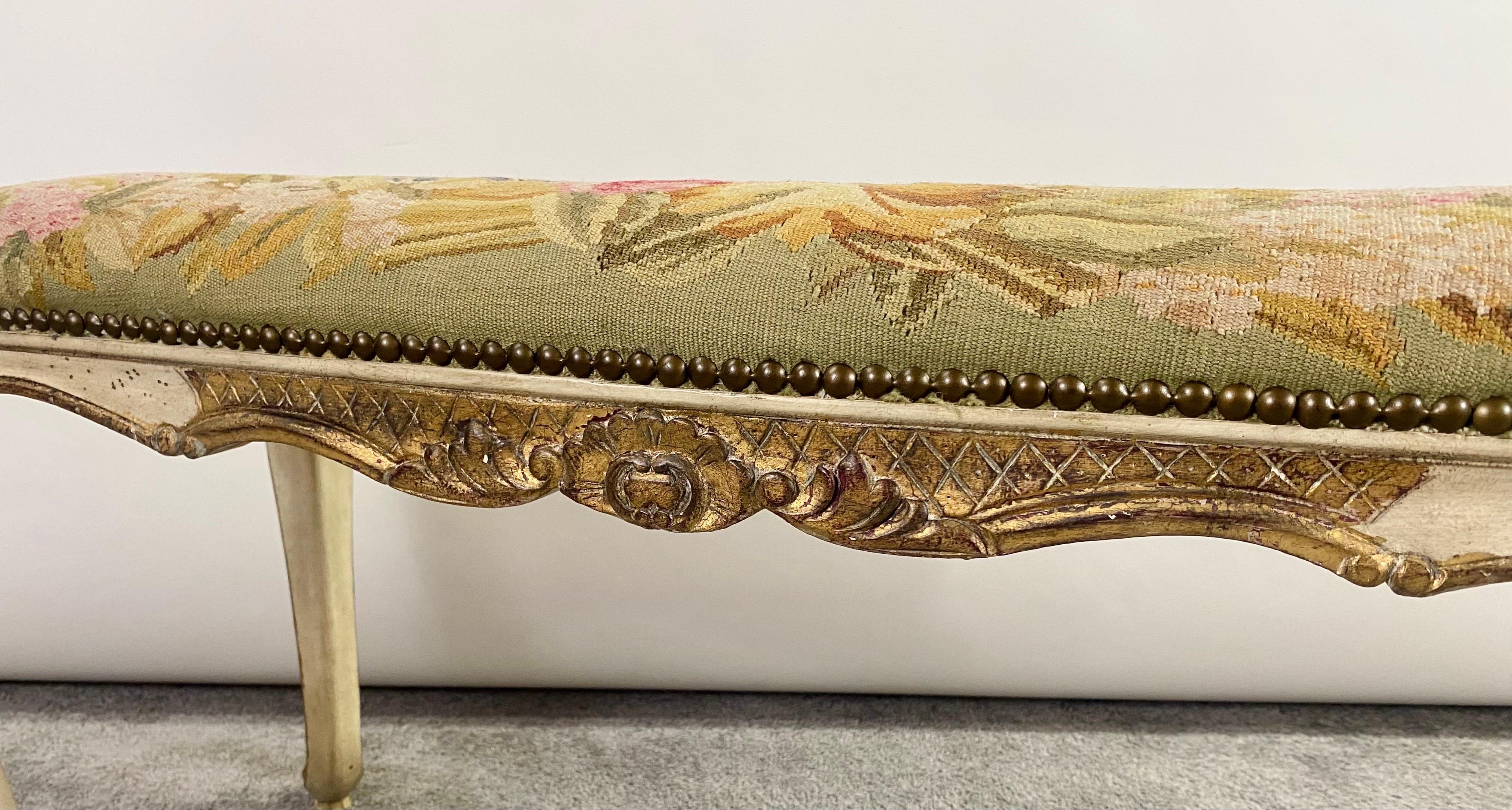 20th Century Louis XV Style Needlepoint Bench