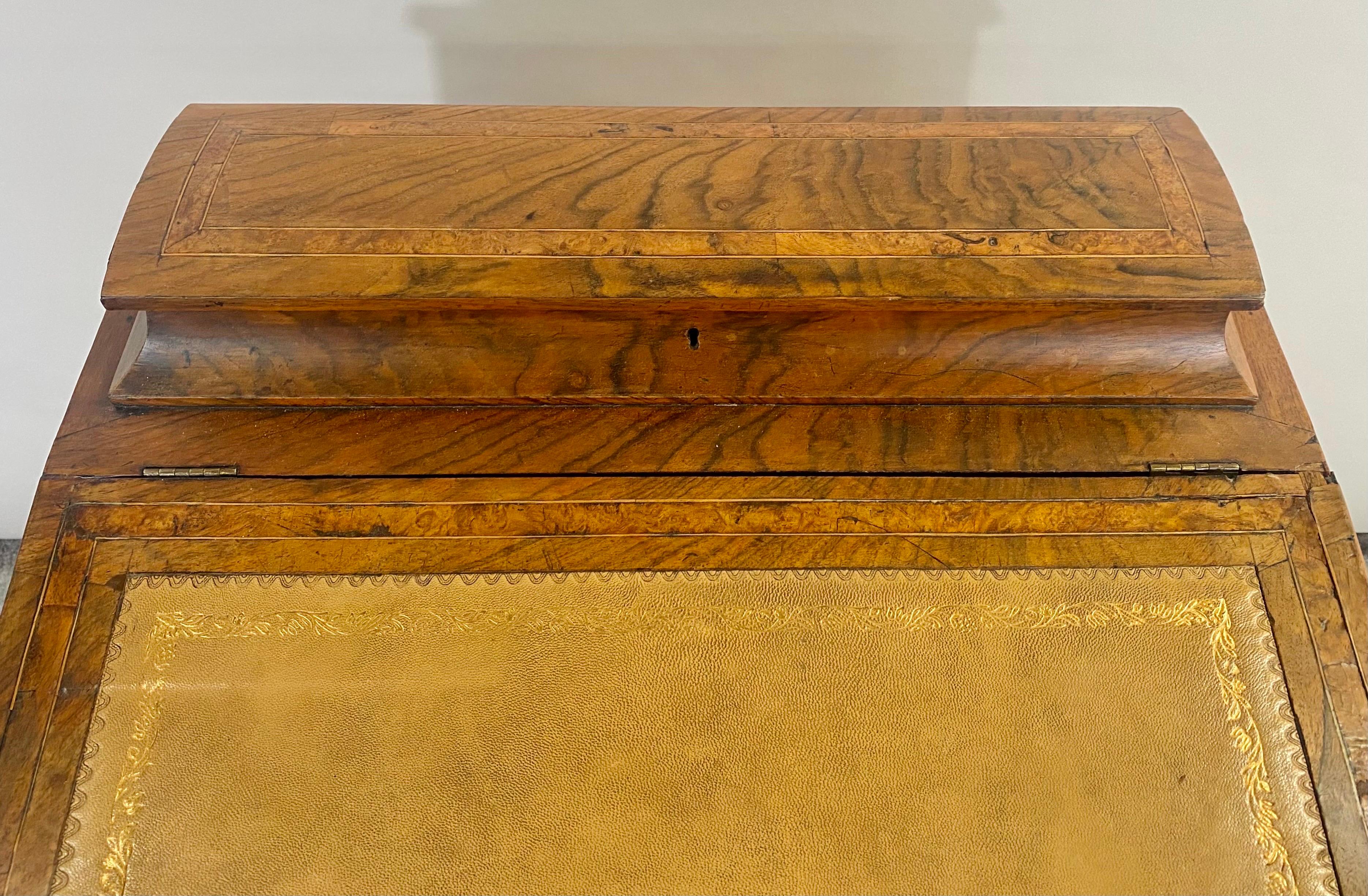 19th Century Victorian Davenport Desk Burl Inlaid over Four-Side Drawers In Fair Condition For Sale In Plainview, NY