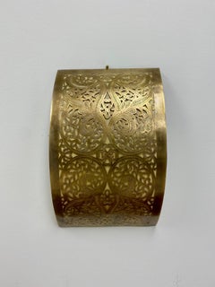 Hollywood Regency Style Brass Filigree Design Wall Sconce, a Pair