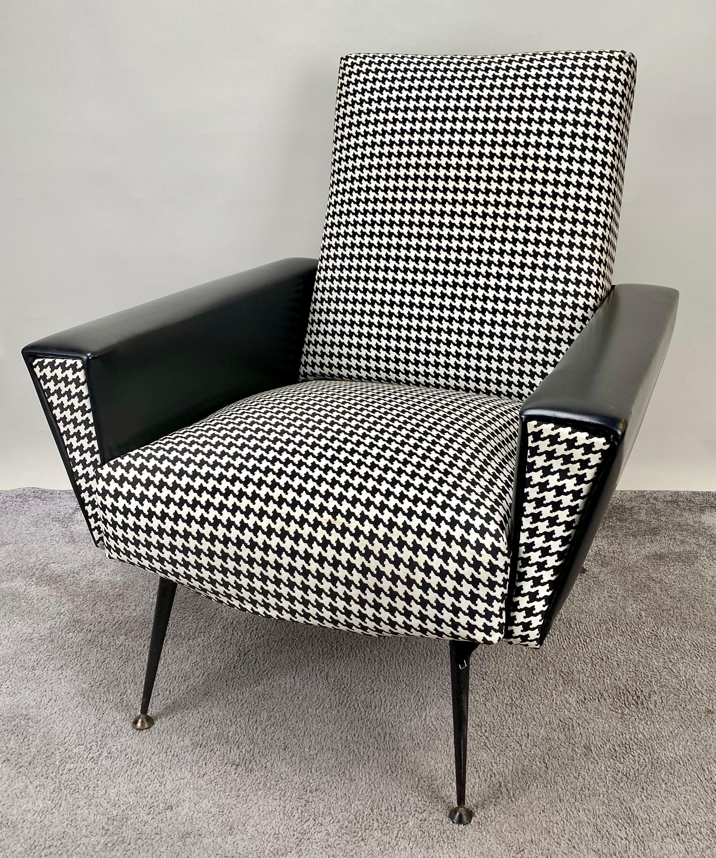 Mid-20th Century Mid-Century Modern Armchair or Lounge Chair Black and White, 1960s For Sale