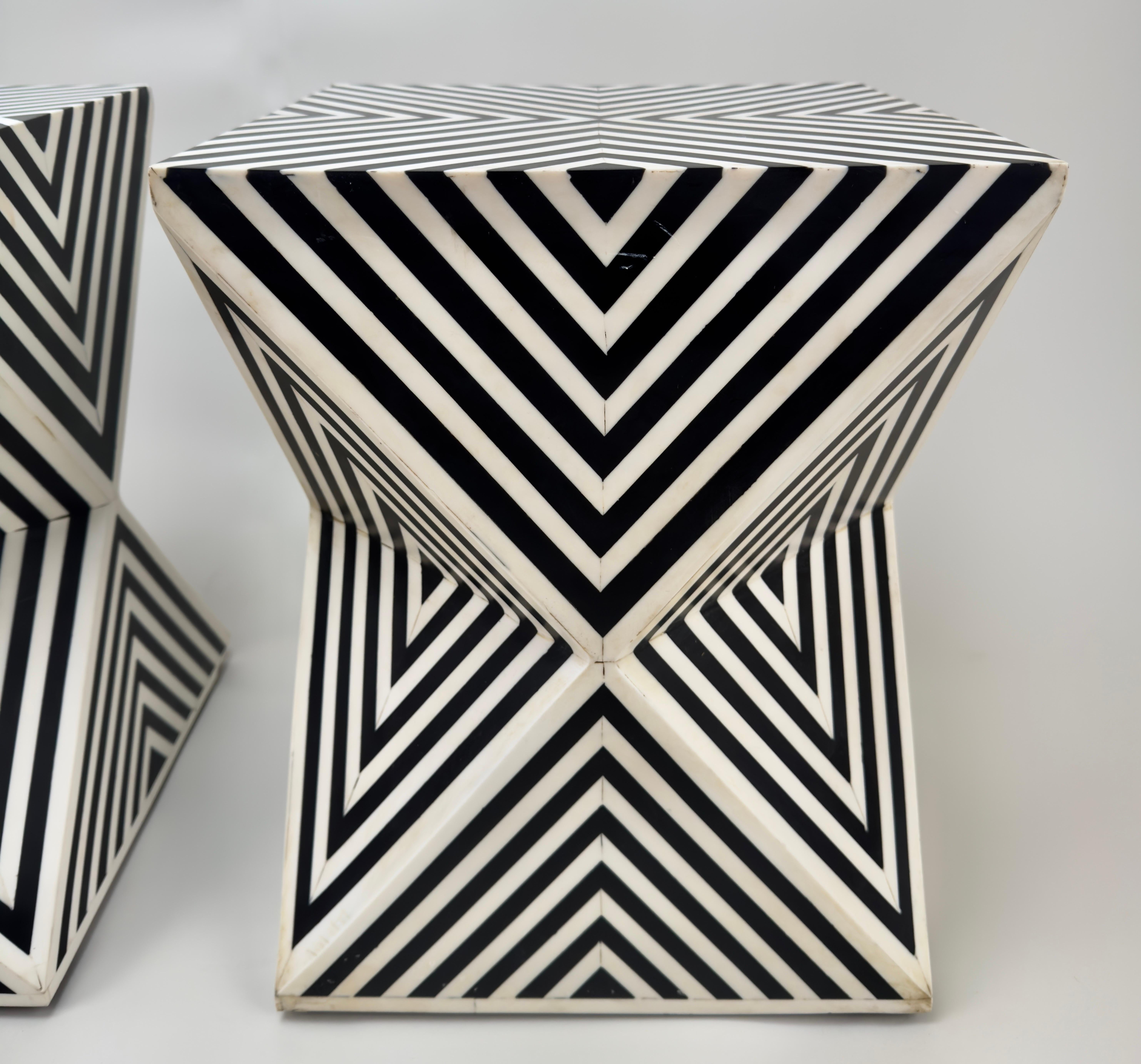 black and white end table