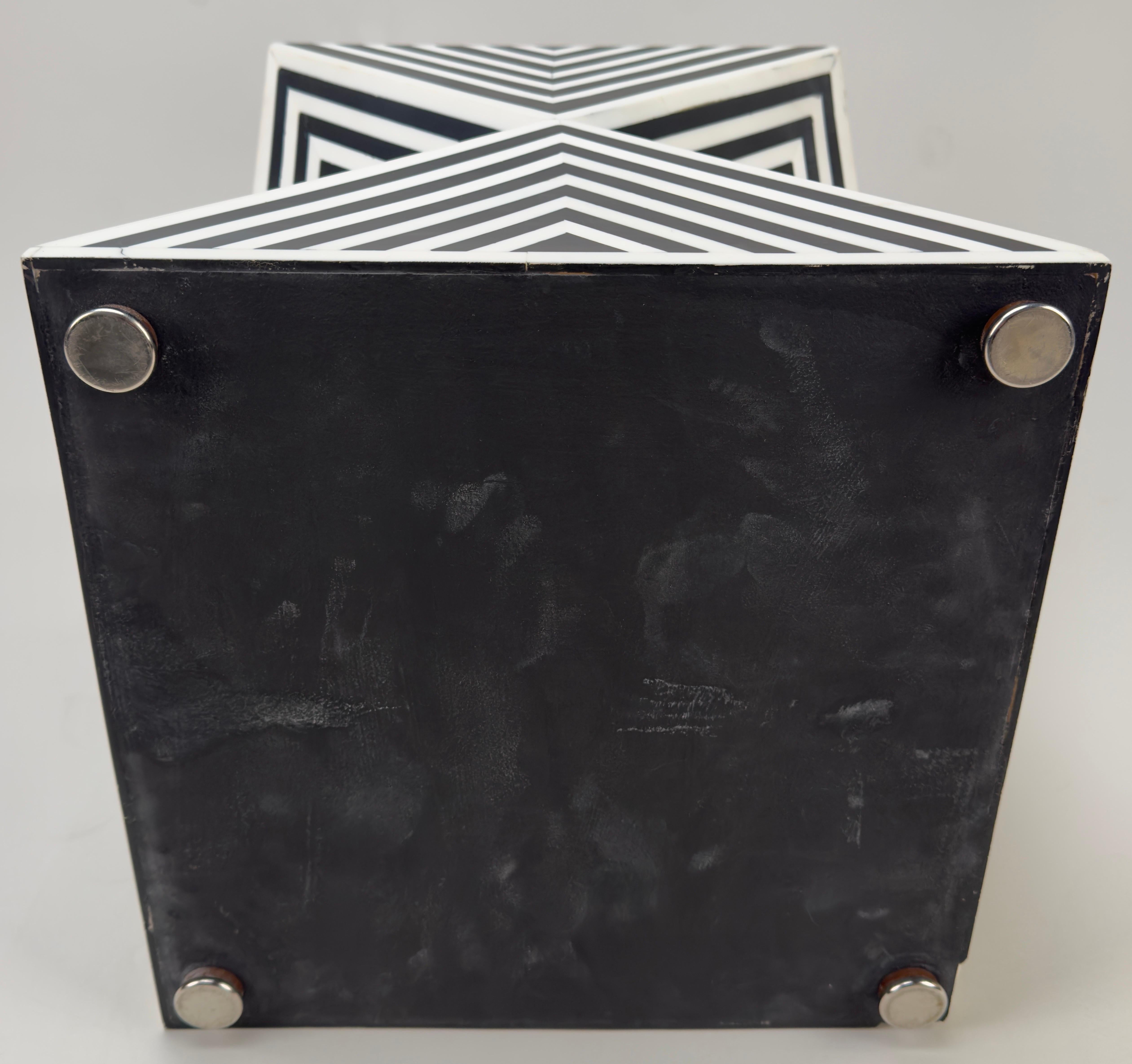 Art Deco Style Black and White Resin Sculptural Side, End Table or Stool, a Pair For Sale 3