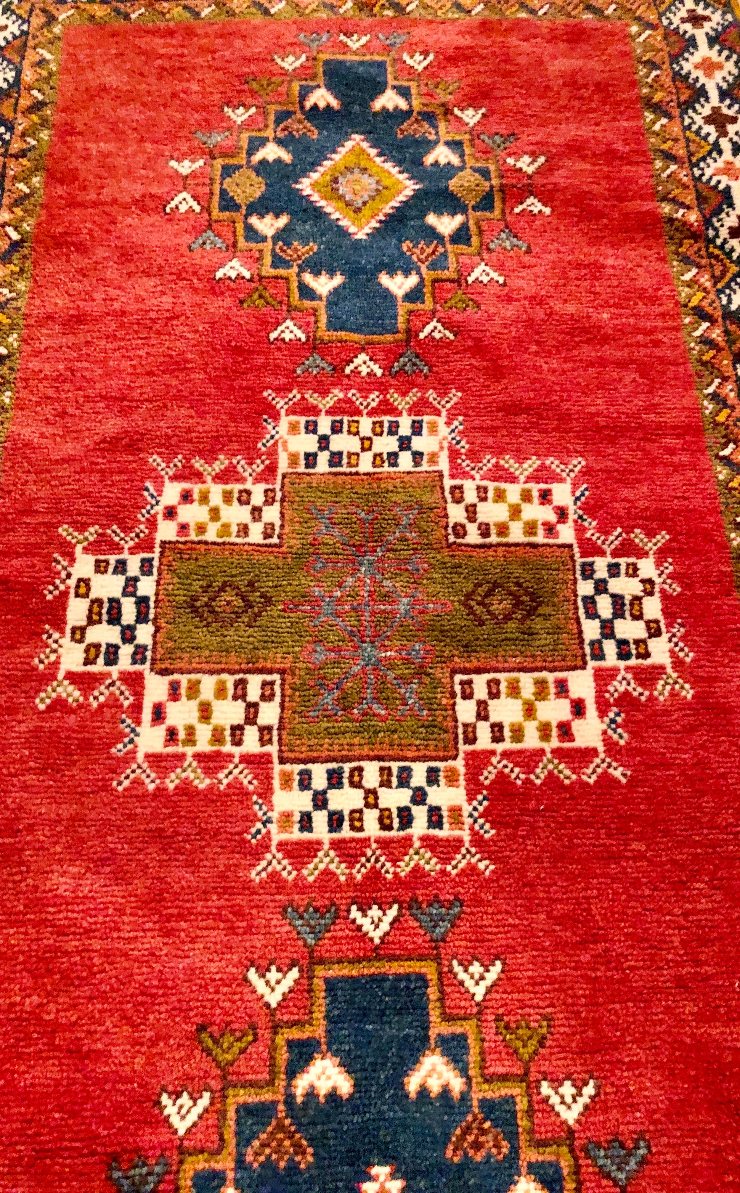 Late 20th Century Vintage Tribal Moroccan Red Rug or Carpet  For Sale