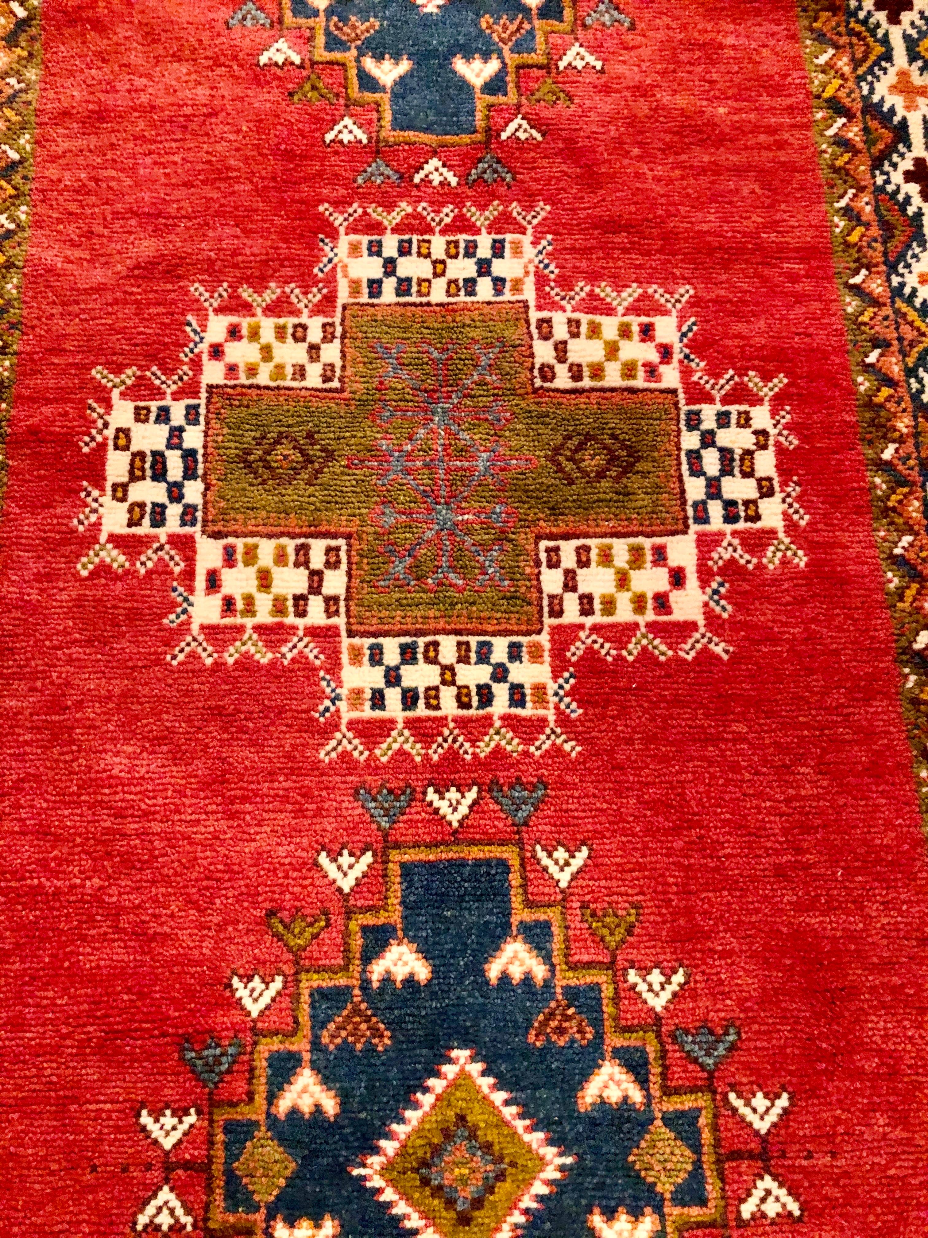 Wool Vintage Tribal Moroccan Red Rug or Carpet  For Sale