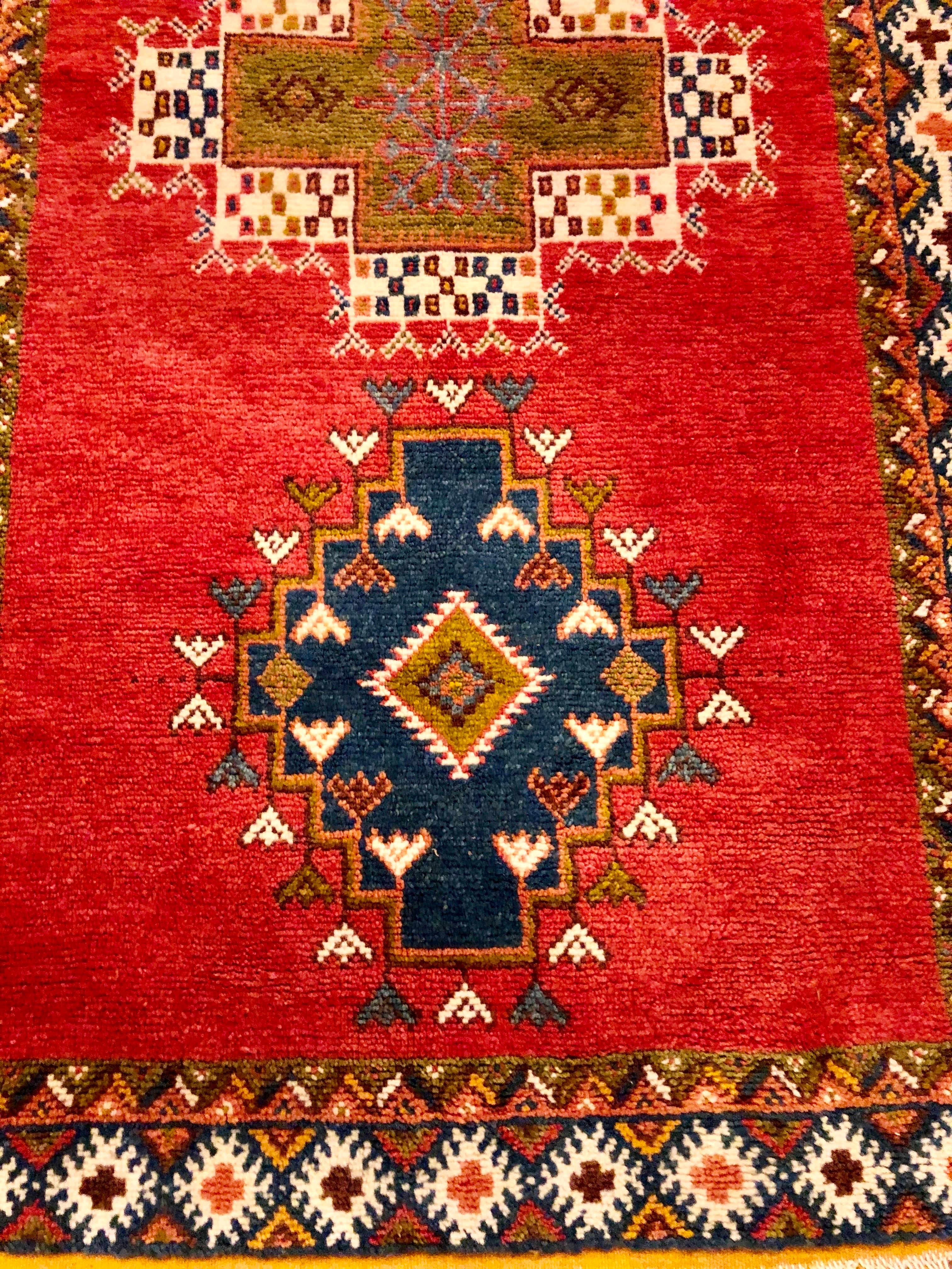 Vintage Tribal Moroccan Red Rug or Carpet  For Sale 1