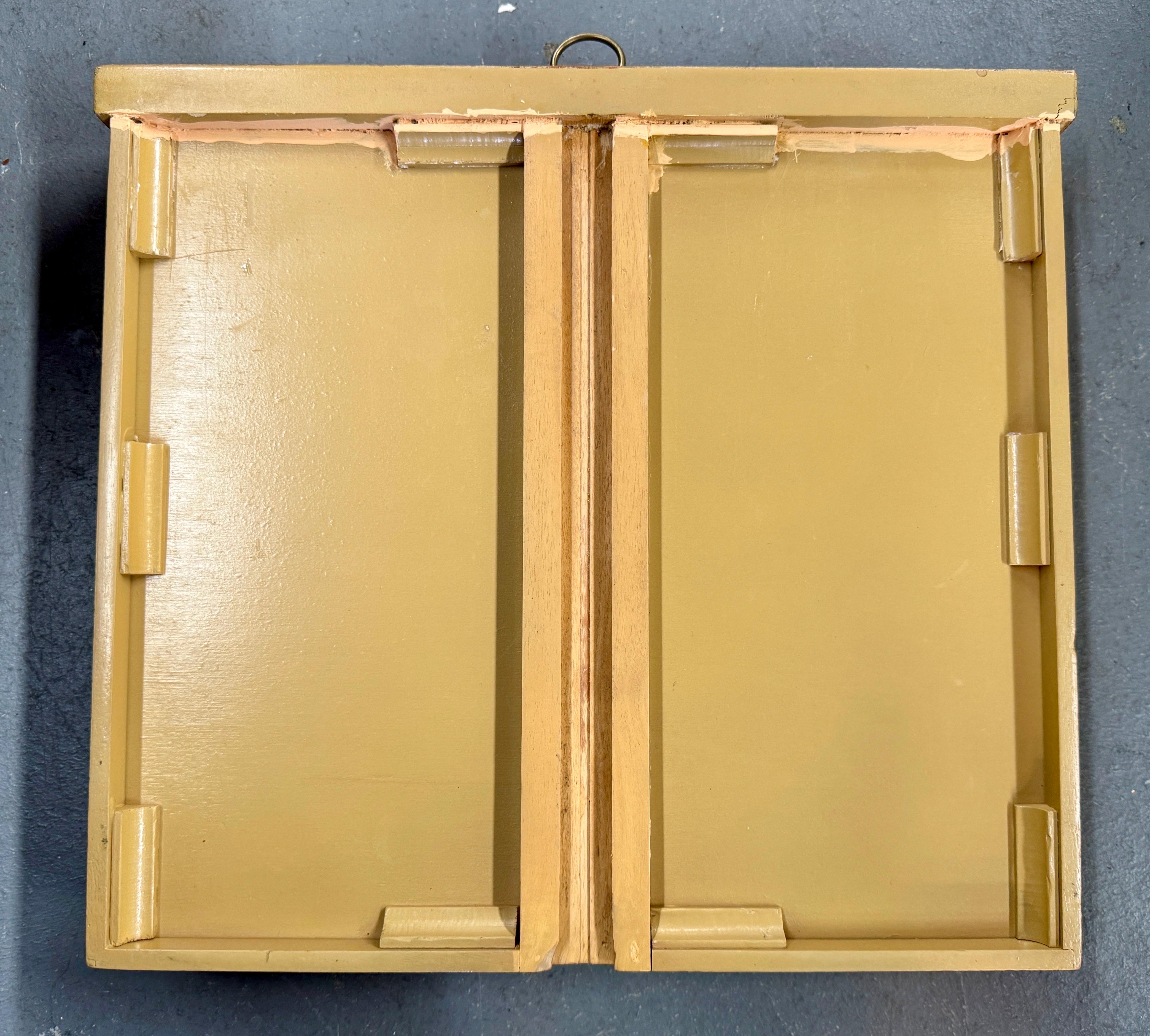 Kreiss Federal Style Beige Shagreen Apothecary Cabinet with Bronze Design 13