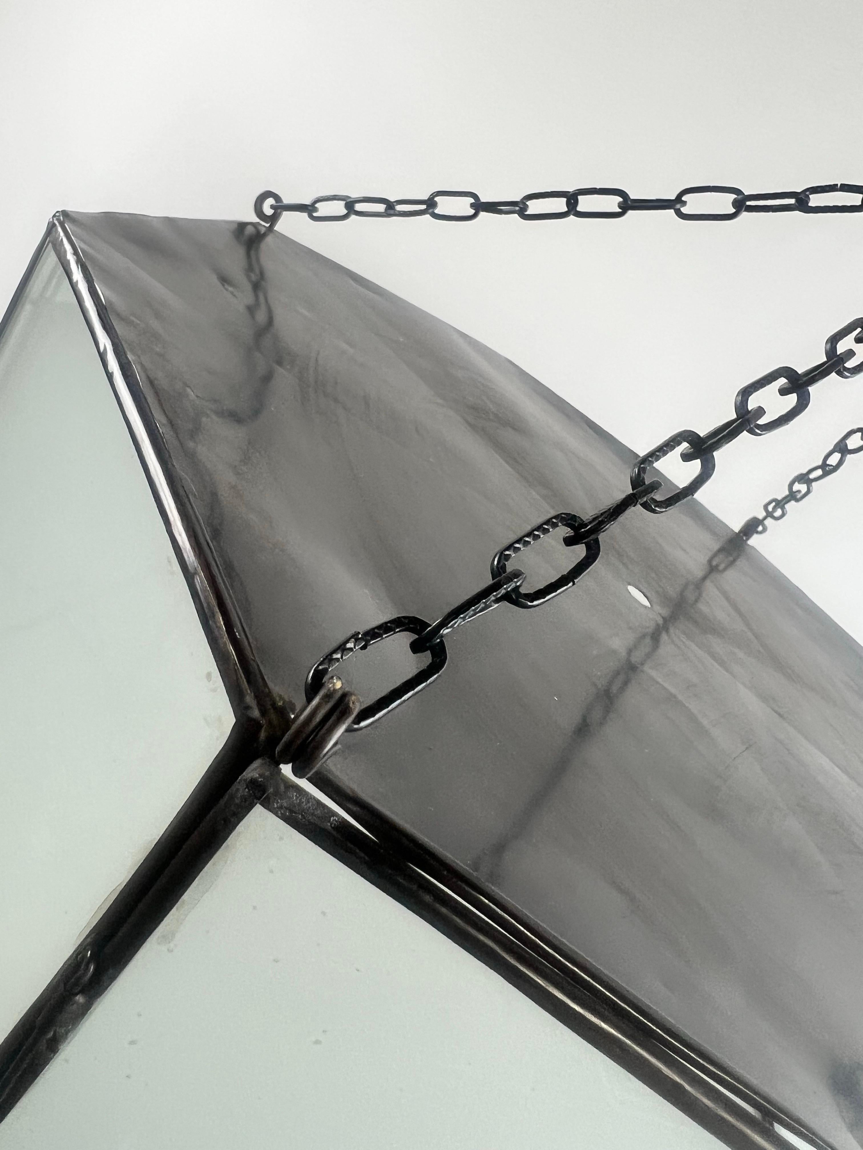 Achteckige Pendelleuchte oder Einbaubeleuchtung aus weißem Milchglas und Bronze im Art déco-Stil im Angebot 5