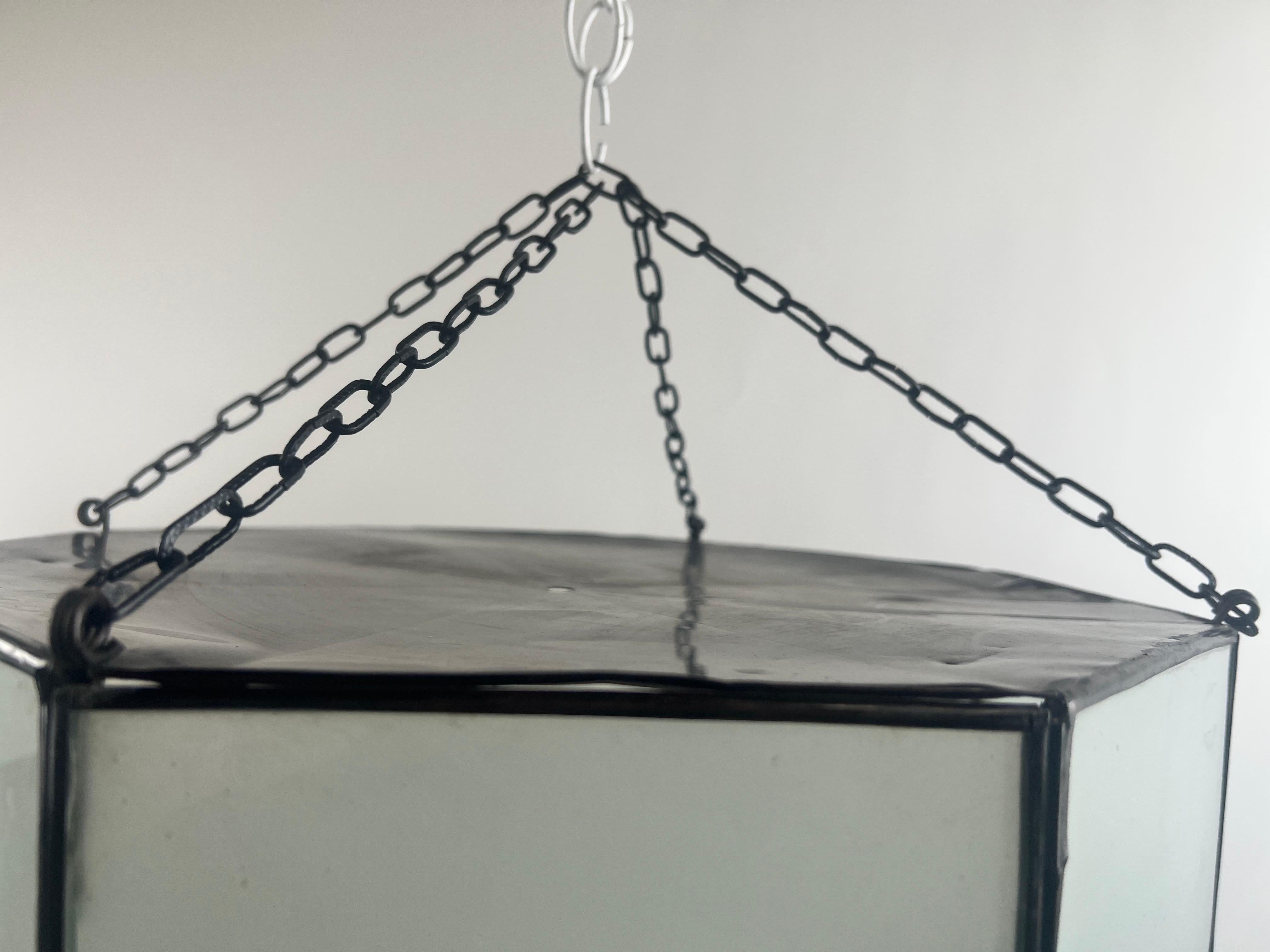 Achteckige Pendelleuchte oder Einbaubeleuchtung aus weißem Milchglas und Bronze im Art déco-Stil im Angebot 4