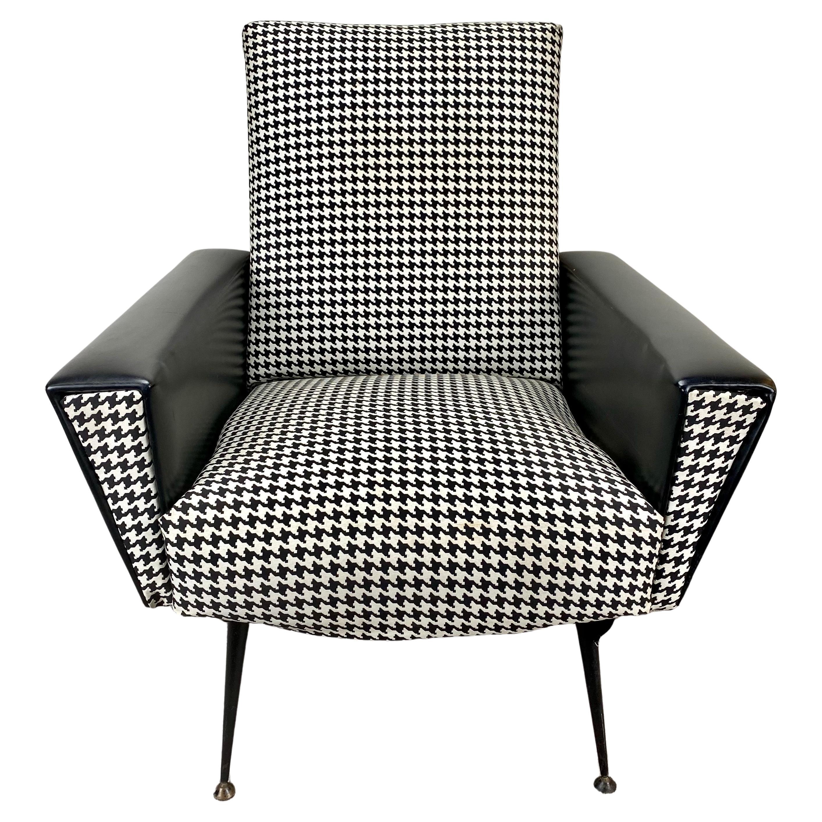 Mid-Century Modern Armchair or Lounge Chair Black and White, 1960s For Sale