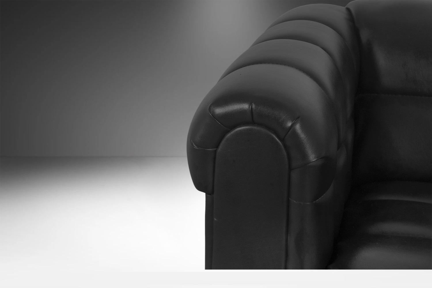 Mid-Century Black Leather Tufted Sofa Edward Wormley for Dunbar Style For Sale 8