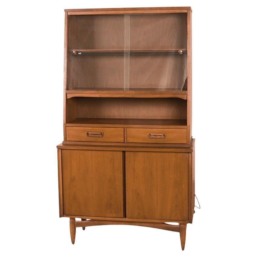 Mid-Century Walnut China Cabinet Buffet Hutch