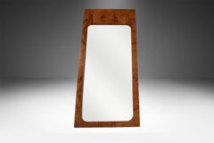 Pair Milo Baughman Style Burl Wood Mid Century Wall Mirrors