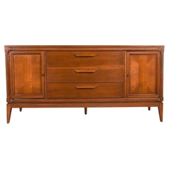 Mid Century Walnut Credenza Dresser Bassett