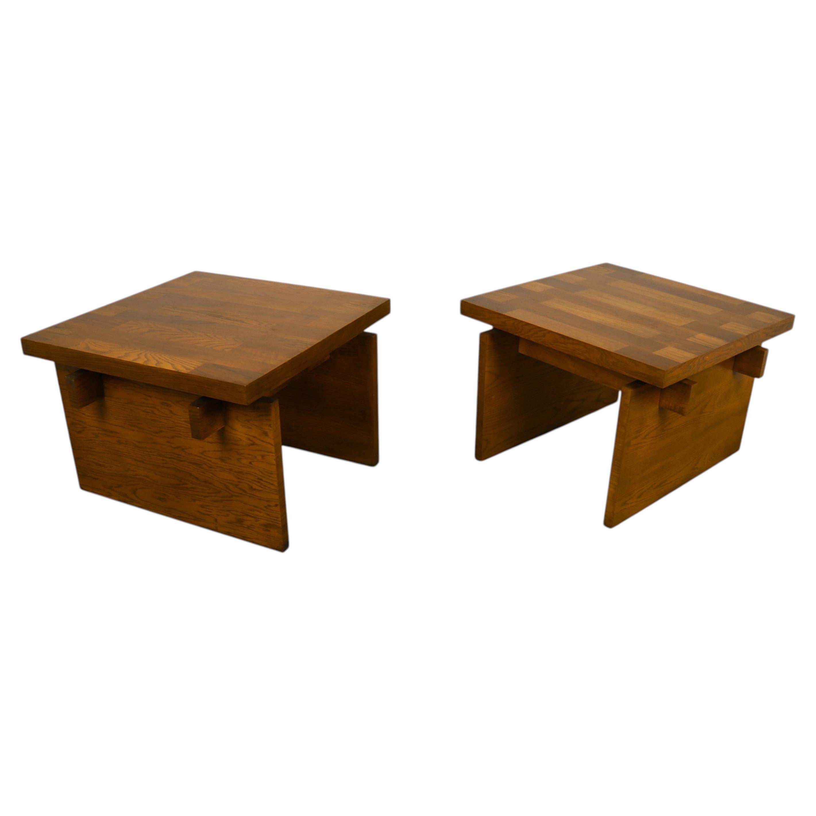Pair Mid-Century Lane Brutalist End Tables