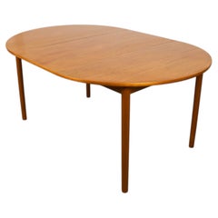 Mid-Century Teak Round Oval Extendable Dining Table