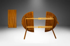 Mid-Century Teak Round Oval Extendable Dining Table