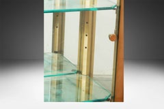 Vintage Mid-Century Hollywood Regency Brass Glass Lighted Curio Cabinet Vitrine