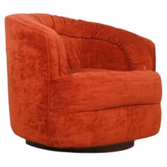 Vintage Mid-Century Modern Swivel Barrel Club Orange Chair
