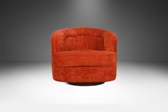Vintage Mid-Century Modern Swivel Barrel Club Orange Chair