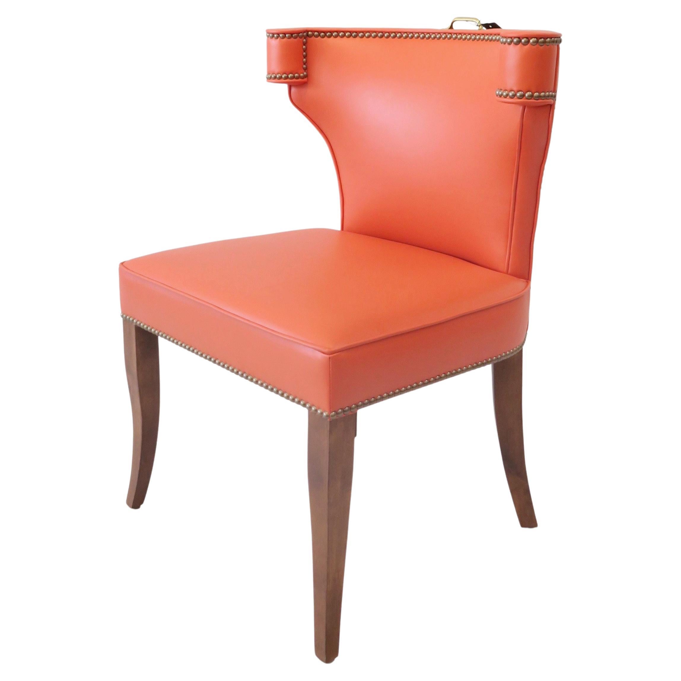 Traditional Upholstered Hale Dining Chair with Brass by Martin and Brockett