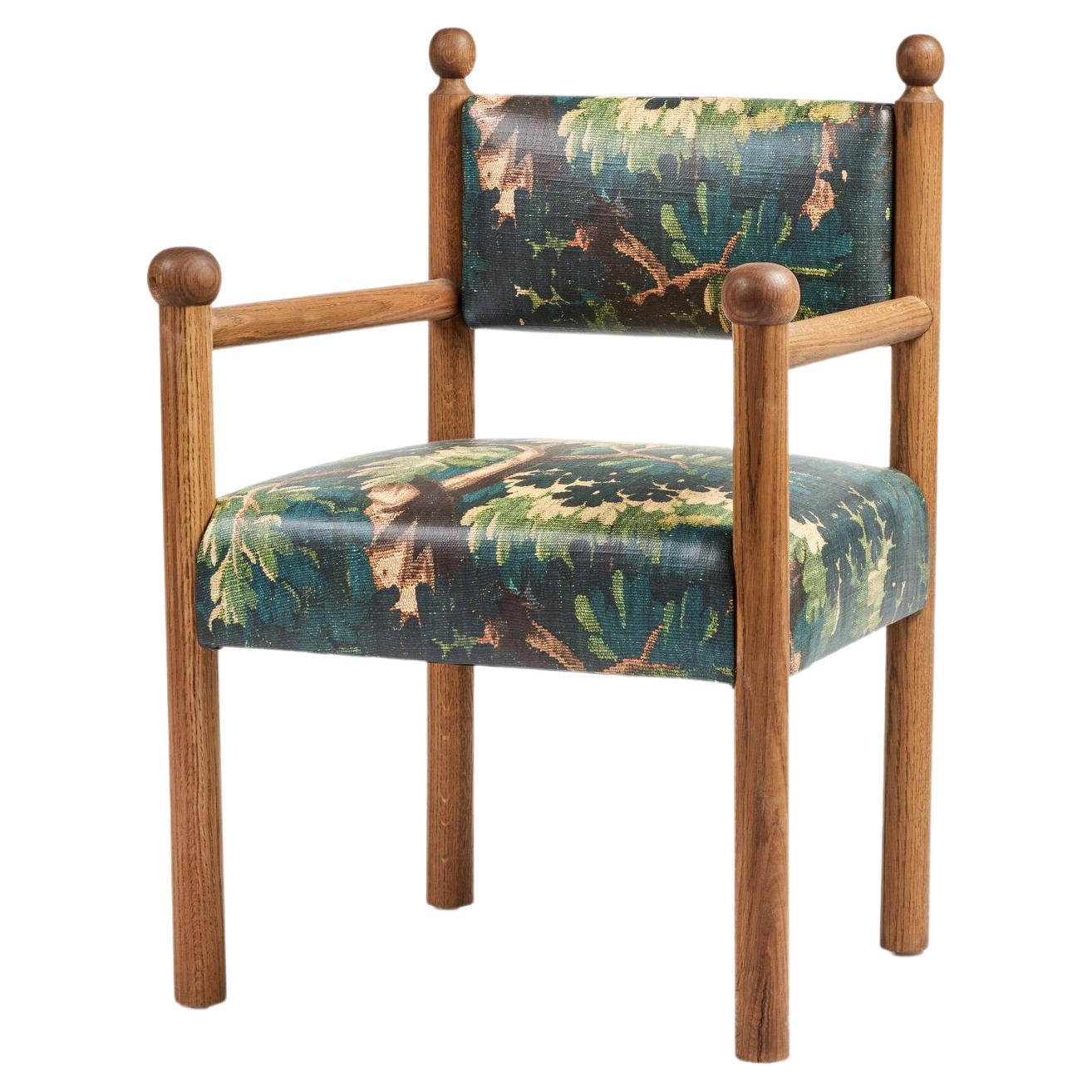 Chaise de salle à manger moderne et rustique de Sydney avec bras tournés et fleurons par Martin & Brockett en vente