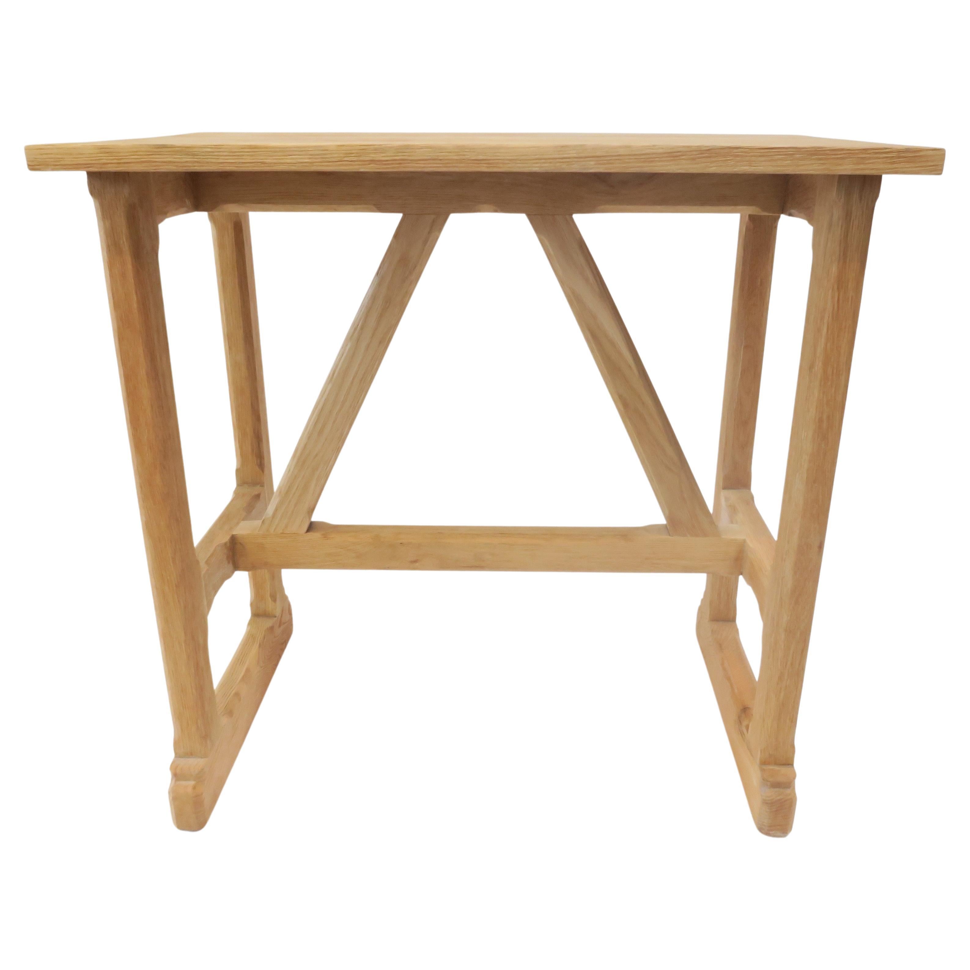 Rustic Craftsman Style Trestle Console, Small in Oak by Martin and Brockett  For Sale