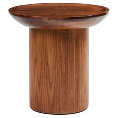 Tall Round Side Table, Pedestal Base, Walnut by Martin and Brockett, Brown