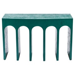 Minimalist Curved Console with Arches by Martin & Brockett in Hedge on Scrubbed