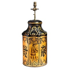 Used Chinese Export Golden Tea Tin Lamp