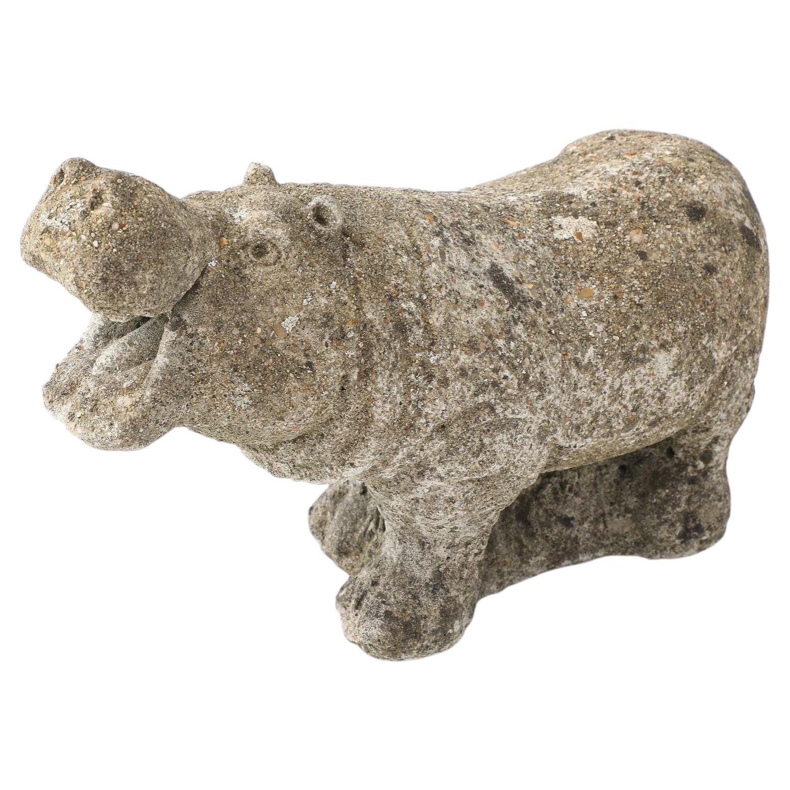 Composite Stone Hippopotamus Garden Ornament, English 20th Century
