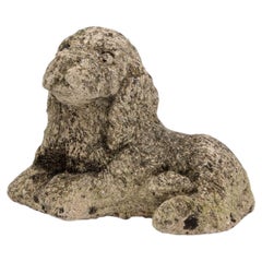 Vintage Reconstituted Stone Puppy or Dog Spaniel Garden Ornament, 20th Century