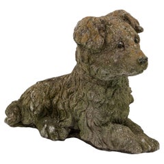 Vintage Reconstituted Stone Dog Terrier, English Mid 20th C.
