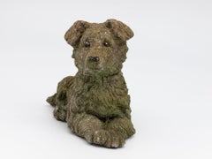 Vintage Reconstituted Stone Dog Terrier, English Mid 20th C.