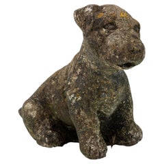 Reconsitituted Stone Puppy or Dog Garden Ornament, England Mid 20th C.