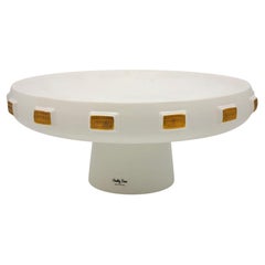 White & Gold Toggle Footed Serving Bowl or Platter, Handley Drive, Portugal 2016
