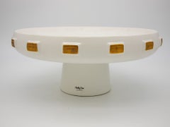 White & Gold Toggle Footed Serving Bowl or Platter, Handley Drive, Portugal 2016