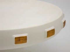 White & Gold Toggle Footed Serving Bowl or Platter, Handley Drive, Portugal 2016