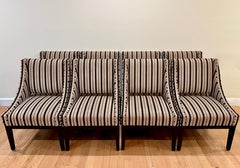Eight Designmaster "Miami Host" Dining Chairs in Duralee Velvet Stripe