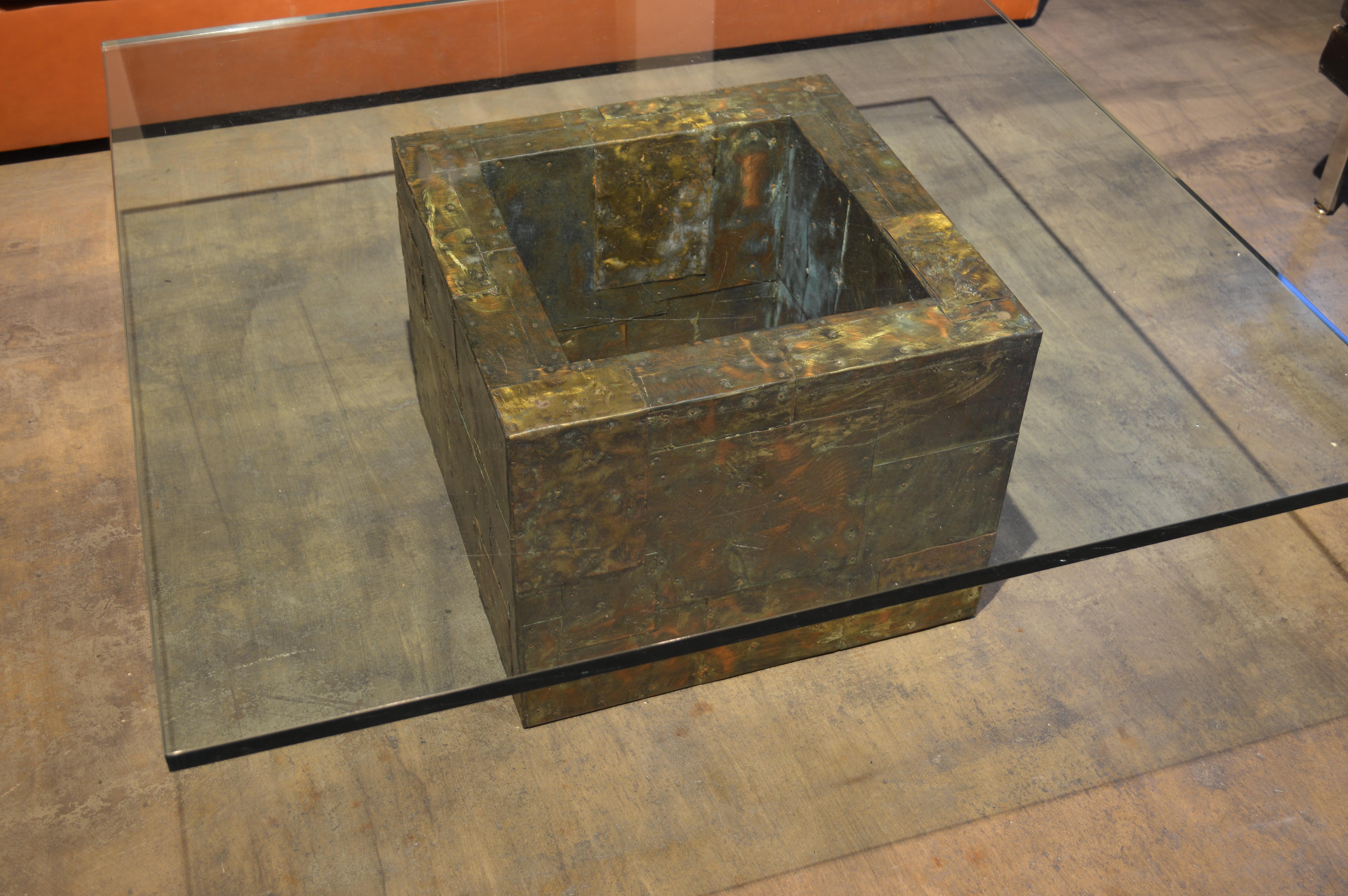 Paul Evans Patchwork Metal Coffee Table for Directional c. 1970 For Sale 4