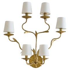 Italian Gilt Leaf Wall Sconce, 1960s - 2 Available