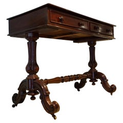 Mesa consola de biblioteca inglesa de caoba tallada William IV